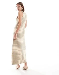 Pretty Lavish Fine Knit Midaxi Dress In Beige And Cream Stripe For Women Beige/cream -Pretty Lavi Clothing Shop 205915988 4
