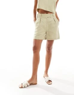 Pretty Lavish Shorts Co-ord In Olive For Women Soft Olive -Pretty Lavi Clothing Shop 205918381 3