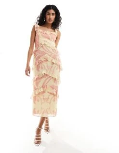 Pretty Lavish Exclusive To ASOS Cecile Ruffle Midaxi Dress In Bright Lemon Floral For Women -Pretty Lavi Clothing Shop 206009433 1 brightlemonfloral 1