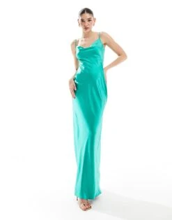 Pretty Lavish Exclusive To ASOS Keisha Satin Maxi Dress In Jade Green For Women -Pretty Lavi Clothing Shop 206009441 1 jadegreen 1
