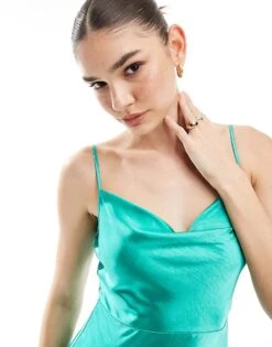 Pretty Lavish Exclusive To ASOS Keisha Satin Maxi Dress In Jade Green For Women -Pretty Lavi Clothing Shop 206009441 3