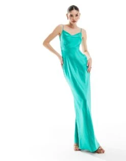 Pretty Lavish Exclusive To ASOS Keisha Satin Maxi Dress In Jade Green For Women -Pretty Lavi Clothing Shop 206009441 4