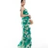 Pretty Lavish Exclusive To ASOS Piper Ruffle Maxi Dress In Bright Jade Green Floral For Women Bright Green Floral