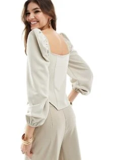 Pretty Lavish Embellished Corset Top In Stone For Women -Pretty Lavi Clothing Shop 206267311 3