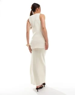 Pretty Lavish Crochet Maxi Skirt Co-ord In Cream For Women -Pretty Lavi Clothing Shop 206341628 4