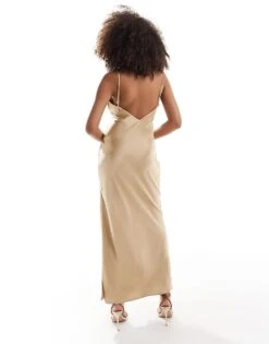 Pretty Lavish Satin Slip Maxi Dress In Irish Cream For Women -Pretty Lavi Clothing Shop 206341688 3