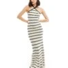 Pretty Lavish Halterneck Knit Midaxi Dress In Cream Stripe For Women -Pretty Lavi Clothing Shop 206341712 1 creamstripe