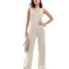 Pretty Lavish V-neck Crochet Top And Trouser Co-ord In Beige -Pretty Lavi Clothing Shop 206341786 2