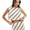 Pretty Lavish Tied Top Co-ord In Stripe Print For Women Beige Stripe Print -Pretty Lavi Clothing Shop 206341815 1 beigestripeprint