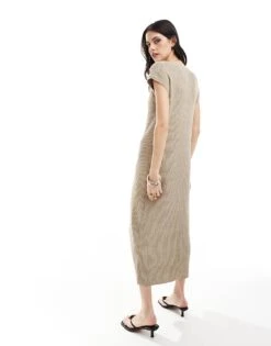 Pretty Lavish Cap Sleeve Knit Midi Dress In Stone For Women -Pretty Lavi Clothing Shop 206341841 4