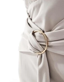 Pretty Lavish Halterneck Ring Detail Maxi Dress In Stone For Women Irish Cream -Pretty Lavi Clothing Shop 206341920 3