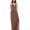 Pretty Lavish Shimmer Slip Maxi Dress In Brown Sparkle For Women -Pretty Lavi Clothing Shop 206341952 1 brown