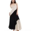 Pretty Lavish Asymmetric Block Stripe Midaxi Dress In Stone For Women Stone/black -Pretty Lavi Clothing Shop 206341991 1 stoneblack