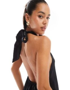 Pretty Lavish Cross Over Neck Shift Midaxi Dress In Black For Women -Pretty Lavi Clothing Shop 206341999 3