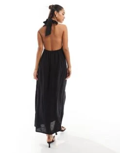 Pretty Lavish Cross Over Neck Shift Midaxi Dress In Black For Women -Pretty Lavi Clothing Shop 206341999 4