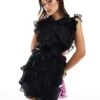 Pretty Lavish Asymmetric Ruffle Mini Dress In Black For Women -Pretty Lavi Clothing Shop 206342029 1 black