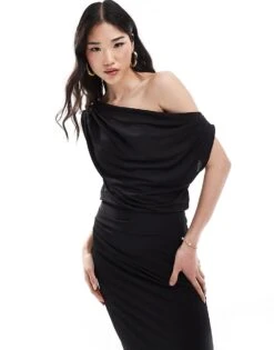 Pretty Lavish One Shoulder Ruched Midaxi Dress In Black For Women -Pretty Lavi Clothing Shop 206344648 1 black 1