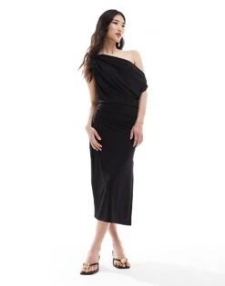 Pretty Lavish One Shoulder Ruched Midaxi Dress In Black For Women -Pretty Lavi Clothing Shop 206344648 3