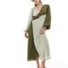 Pretty Lavish Knot Front Contrast Midi Dress In Olive And Sage For Women Olive/sage -Pretty Lavi Clothing Shop 206345204 1 olivesage