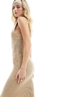Pretty Lavish Crochet Knit Maxi Dress In Beige For Women -Pretty Lavi Clothing Shop 206413451 2