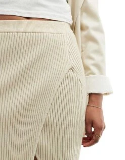 Pretty Lavish Foldover Knit Mini Skirt In Beige For Women -Pretty Lavi Clothing Shop 206413471 3