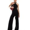 Pretty Lavish Ring Detail Knit Jumpsuit In Black For Women -Pretty Lavi Clothing Shop 206414817 1 black