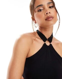 Pretty Lavish Ring Detail Knit Jumpsuit In Black For Women -Pretty Lavi Clothing Shop 206414817 3