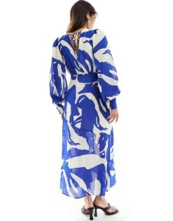 Pretty Lavish Backless Balloon Sleeve Midaxi Dress In Cobalt For Women -Pretty Lavi Clothing Shop 206495296 4