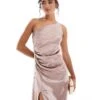 Pretty Lavish Bridesmaid Amelia One Shoulder Ruched Satin Maxi Dress In Amethyst For Women -Pretty Lavi Clothing Shop 206732744 1 amethyst