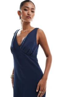 Pretty Lavish Bridesmaid Crepe Maxi In Midnight Navy For Women -Pretty Lavi Clothing Shop 206732828 2