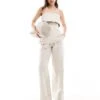 Pretty Lavish Linen Blend Bandeau Top And Wide Leg Trouser Co-ord In Stone -Pretty Lavi Clothing Shop 206742085 group 1