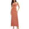 Pretty Lavish Knit Bandeau Top And Skirt Co-ord In Terracotta Stripe -Pretty Lavi Clothing Shop 206742088 group 1