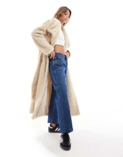 Pretty Lavish Shaggy Textured Teddy Coat In Cream For Women -Pretty Lavi Clothing Shop 206744636 3