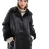 Pretty Lavish Oversized Aviator Coat In Black For Women -Pretty Lavi Clothing Shop 206744677 1 black