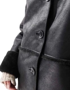 Pretty Lavish Oversized Aviator Coat In Black For Women -Pretty Lavi Clothing Shop 206744677 3