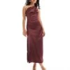 Pretty Lavish Amelia One Shoulder Satin Midi Dress In Plum For Women -Pretty Lavi Clothing Shop 206916699 1 plum
