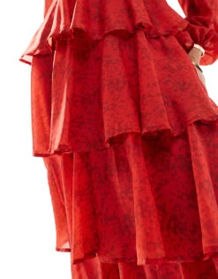 Pretty Lavish Long Sleeve Cut-out Maxi Dress In Red For Women -Pretty Lavi Clothing Shop 206916707 3