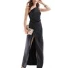 Pretty Lavish Amelia One Shoulder Satin Maxi Dress In Black For Women -Pretty Lavi Clothing Shop 206916724 1 black