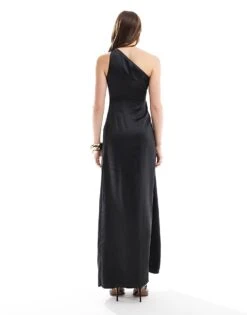 Pretty Lavish Amelia One Shoulder Satin Maxi Dress In Black For Women -Pretty Lavi Clothing Shop 206916724 3
