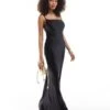 Pretty Lavish Bridesmaid Keisha Satin Maxi Dress In Black For Women -Pretty Lavi Clothing Shop 206916796 1 black