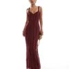 Pretty Lavish Sweetheart Ruffle Maxi Dress In Wine For Women -Pretty Lavi Clothing Shop 206916812 1 wine