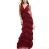 Pretty Lavish Ruffle Maxi Dress In Wine For Women -Pretty Lavi Clothing Shop 206916844 1 wine