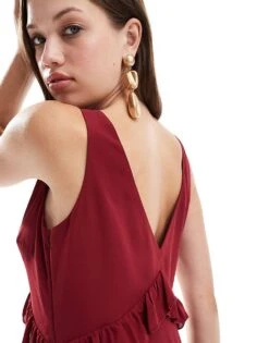 Pretty Lavish Ruffle Maxi Dress In Wine For Women -Pretty Lavi Clothing Shop 206916844 4