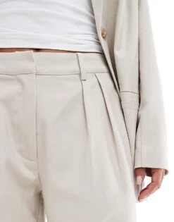 Pretty Lavish Tailored Wide Leg Trouser Co-ord In Chalk For Women -Pretty Lavi Clothing Shop 206917683 3