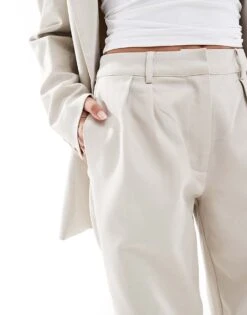 Pretty Lavish Tailored Wide Leg Trouser Co-ord In Chalk For Women -Pretty Lavi Clothing Shop 206917683 5