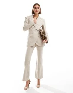 Pretty Lavish Tailored Co-ord In Beige Pinstripe