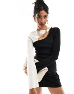 Pretty Lavish Contrast Knit Top In Cream And Black For Women Black / Cream -Pretty Lavi Clothing Shop 206917833 4