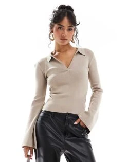 Pretty Lavish Knit Top In Beige For Women -Pretty Lavi Clothing Shop 206918104 1 beige 1