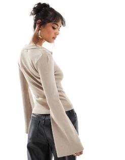 Pretty Lavish Knit Top In Beige For Women -Pretty Lavi Clothing Shop 206918104 3