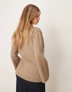 Pretty Lavish Chunky Cuff Knit Cardigan In Taupe For Women -Pretty Lavi Clothing Shop 206918129 4